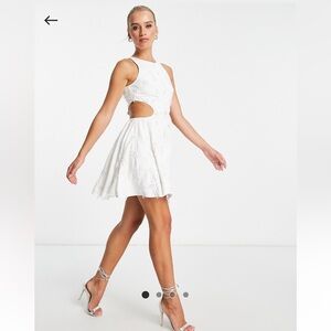 NWT ASOS Embellished Structured Mini Dress with beaded floral detail